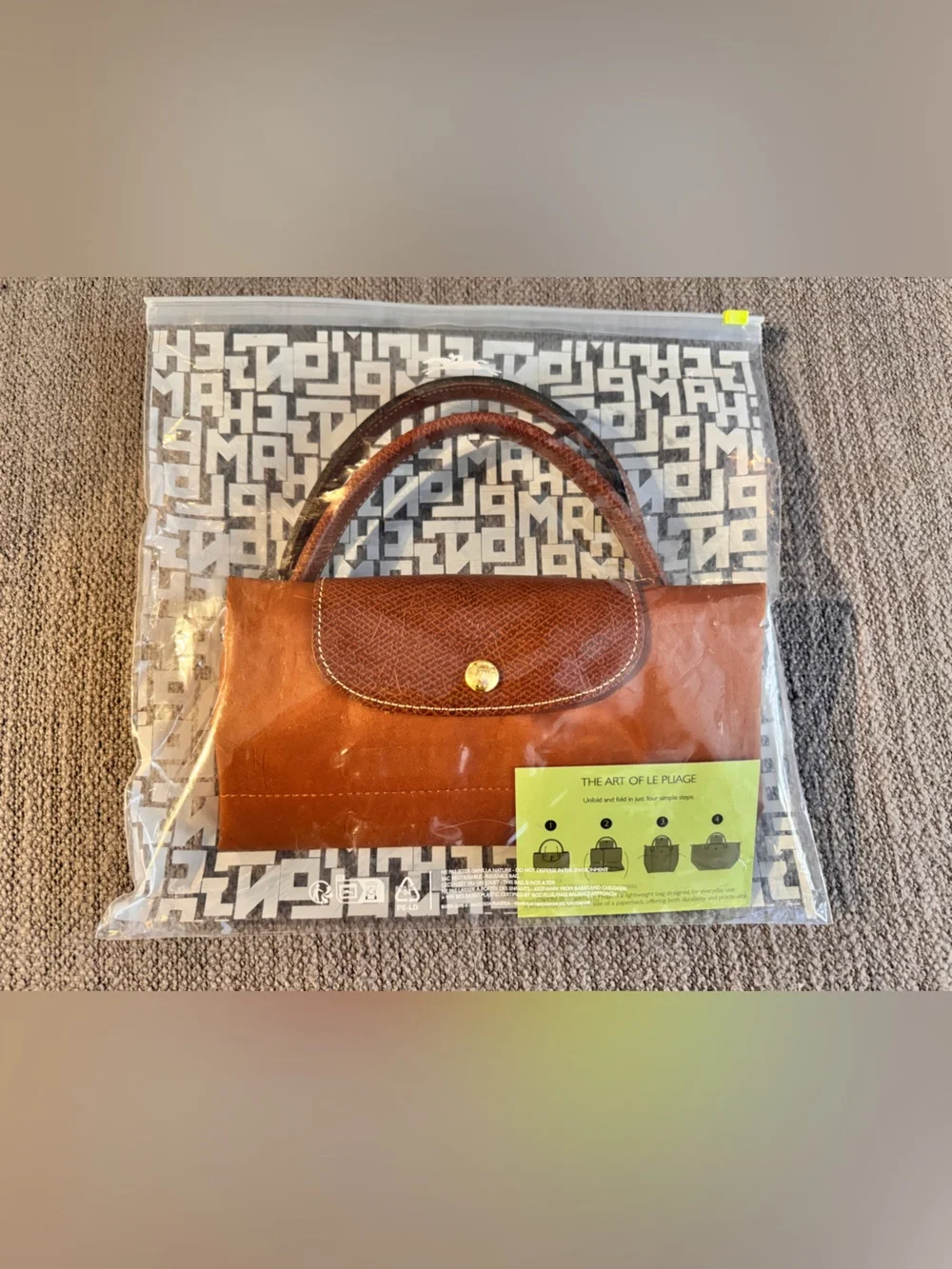 LONGCHAMP Le Pliage Original L Travel Bag Cognac O/S Like new - Picture 11 of 13